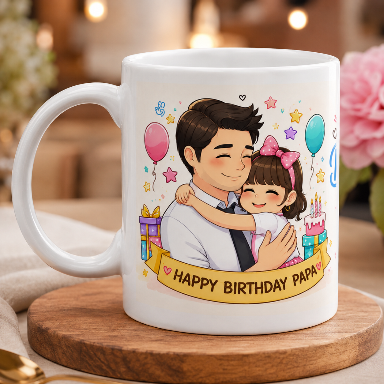 Floral Elegance Birthday Special Custom Ceramic Mug