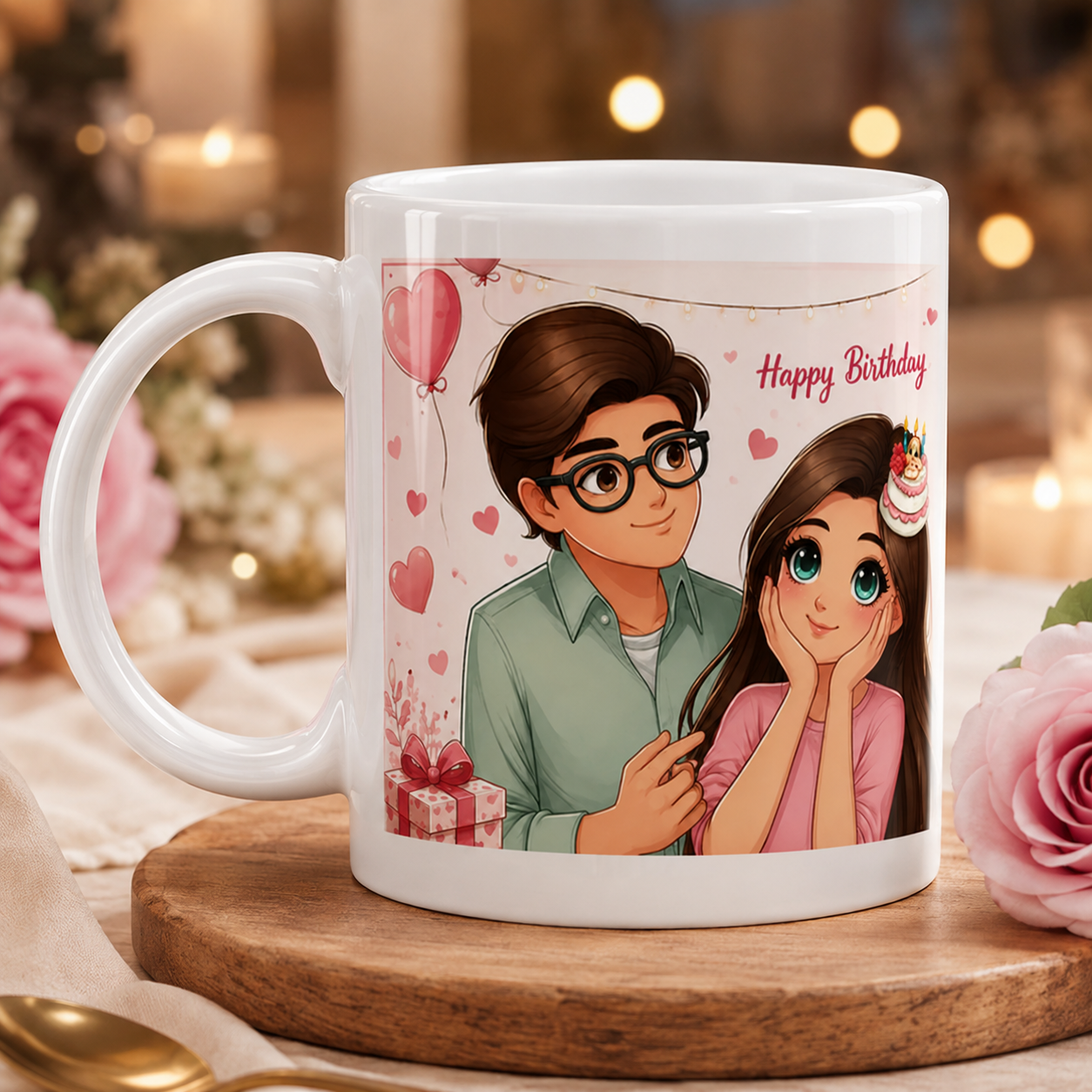 Floral Elegance Birthday Special Custom Ceramic Mug