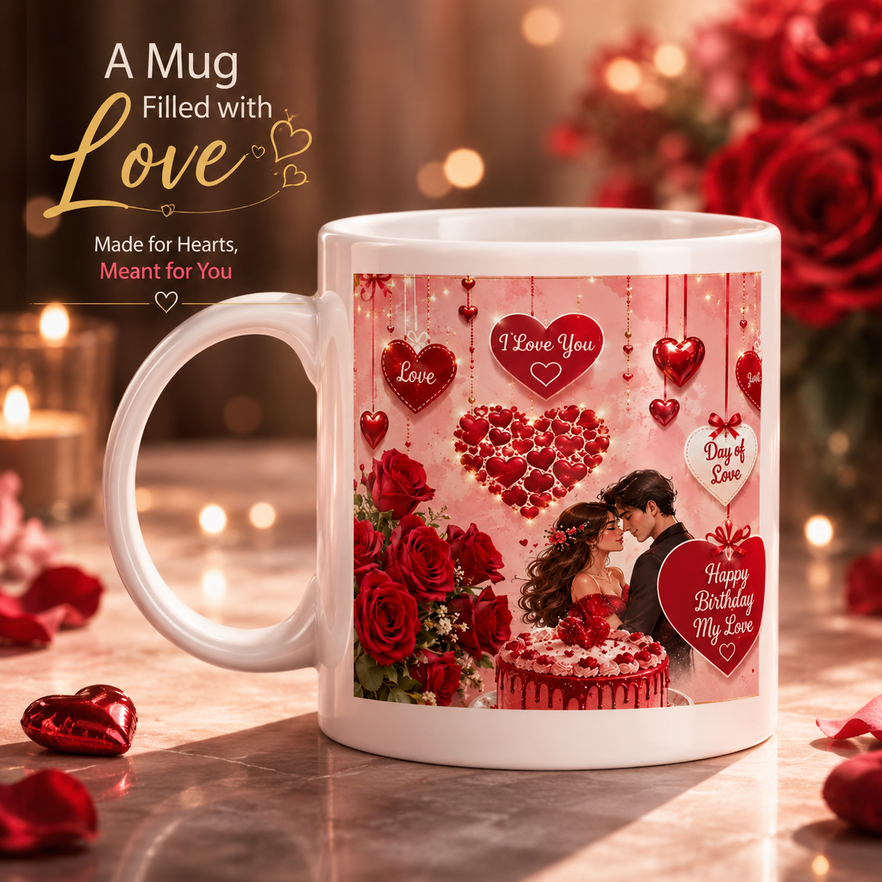 Floral Elegance Birthday Special Custom Ceramic Mug