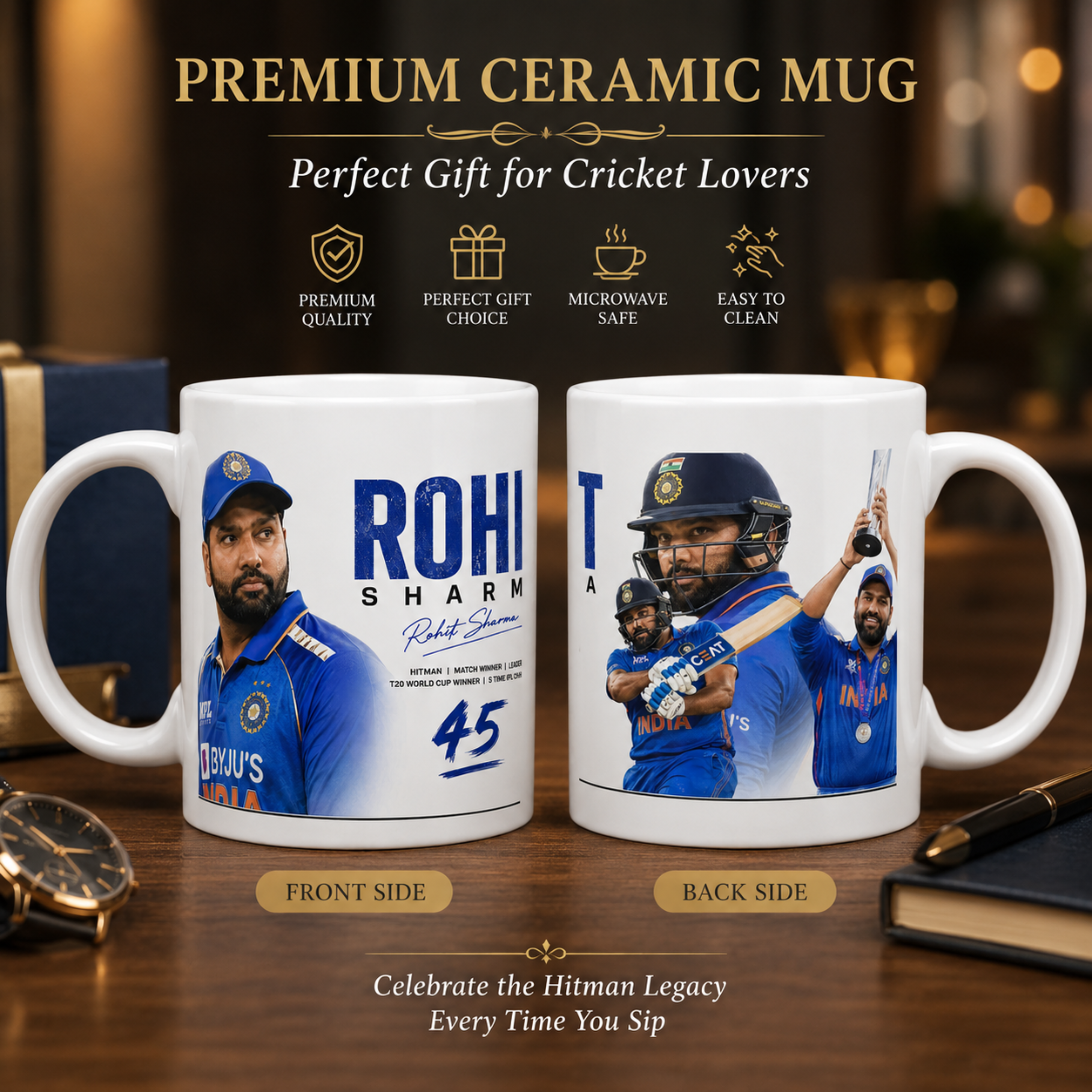 Hitman Rohit Sharma 45 T20 World Cup Champion Tribute Mug