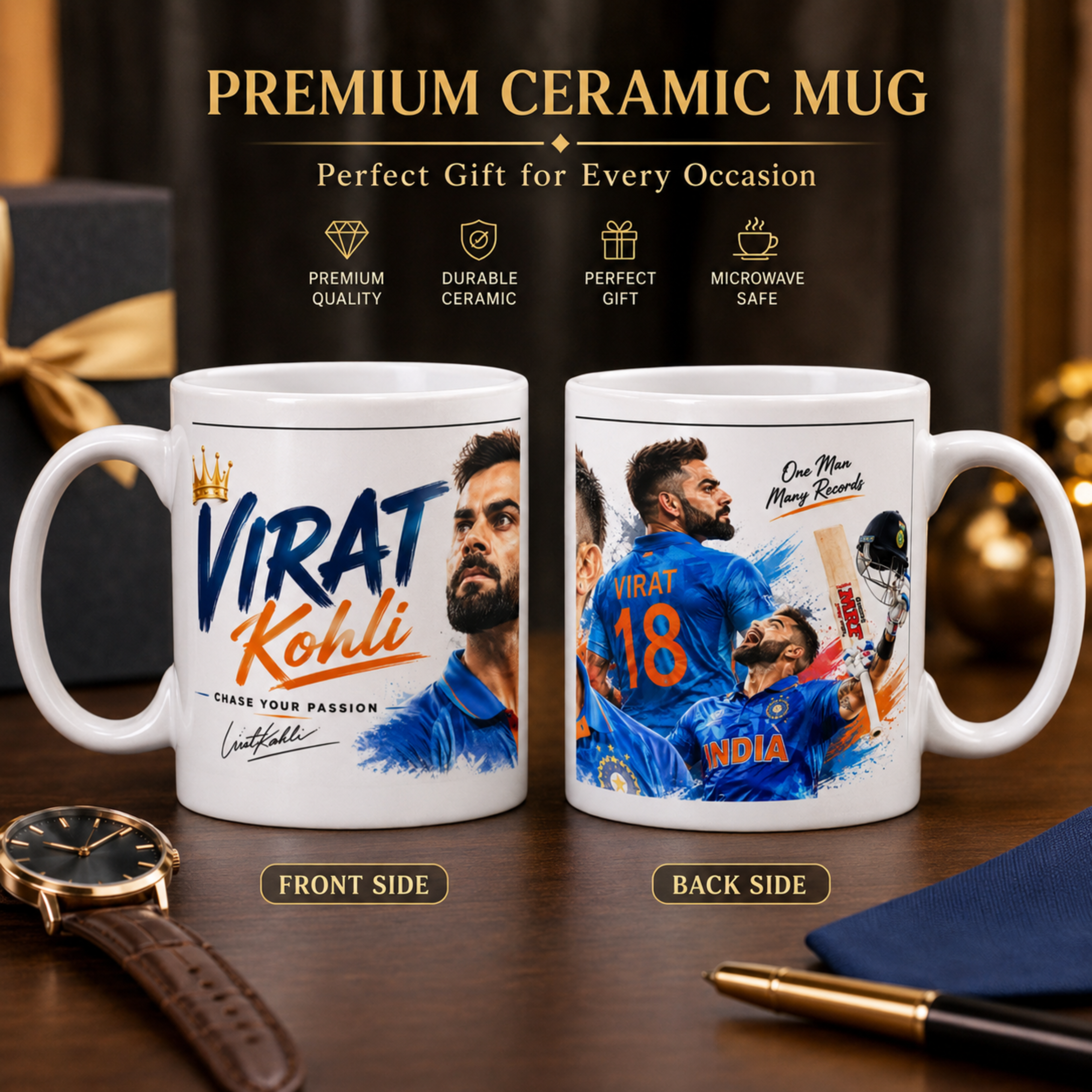 King Virat Kohli 18 Chase Master Victory Ceramic Mug